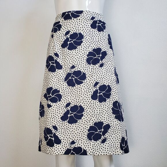 Boden White Navy Floral Skirt - Picture 1 of 9